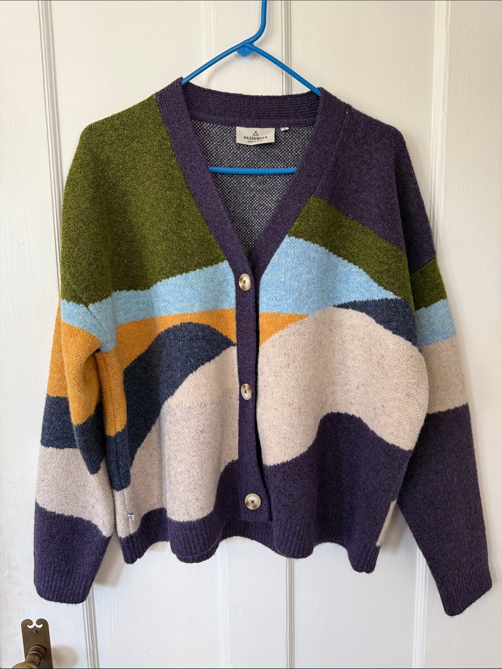 Passenger Scenic Recycled Knitted Cardigan, NWOT, Large, Scenic deep plum